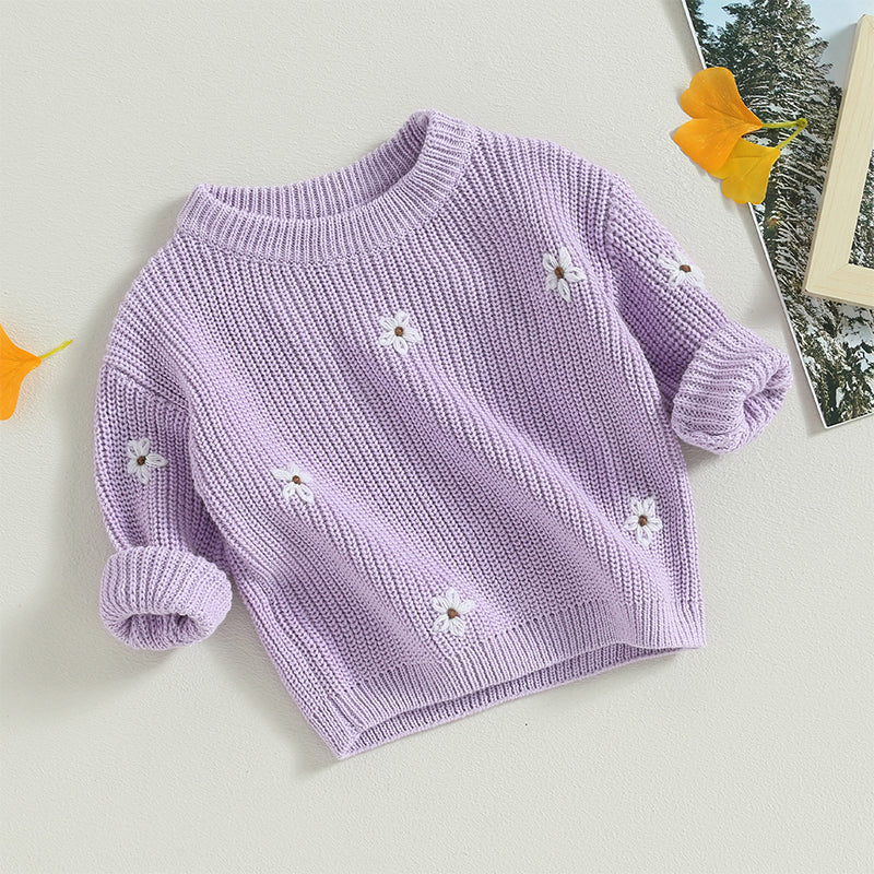 Flower Embroidery Baby Sweater