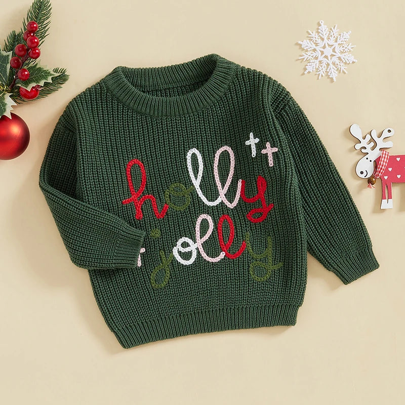 Christmas Holly Jolly Long Sleeve Knitting Sweater