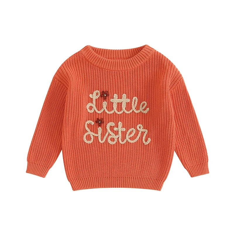 Little Sister Floral Embroidery Baby Sweater