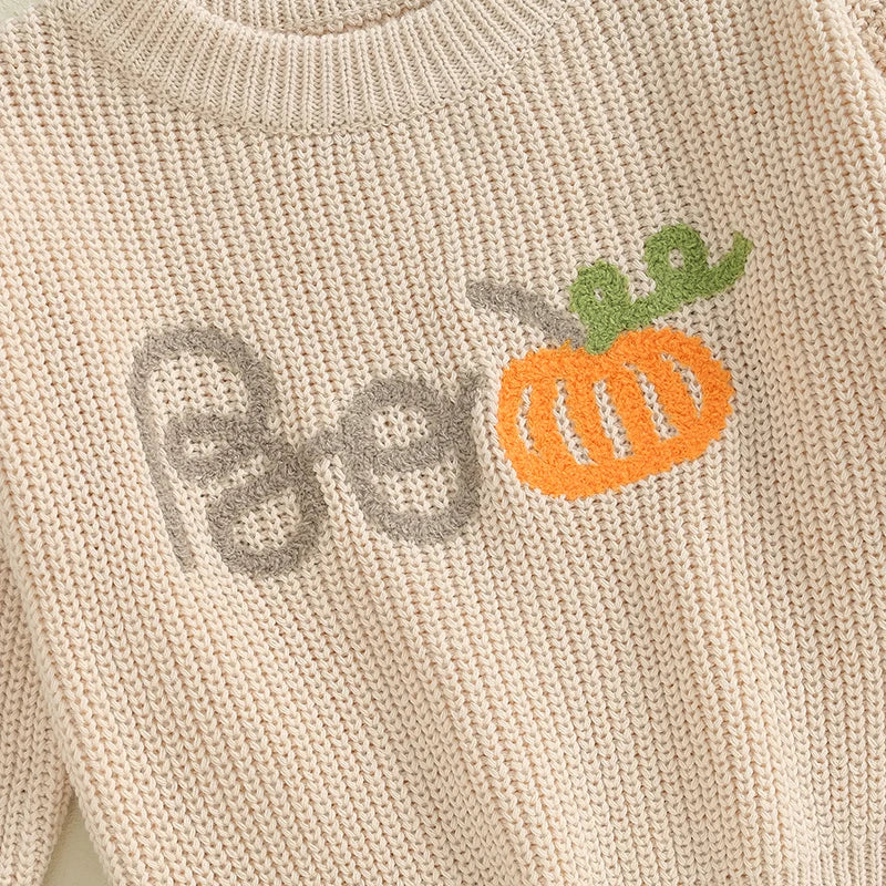 Embroidered Boo Pumpkin Halloween Baby Sweater