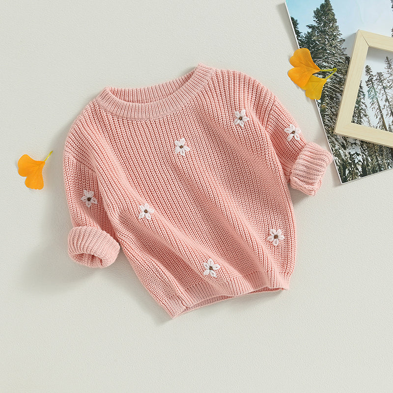 Flower Embroidery Baby Sweater