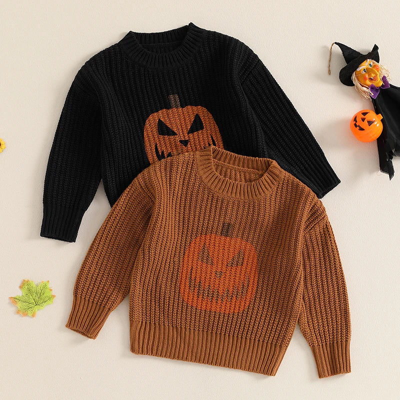 Halloween Embroidered Pumpkin Baby Sweater