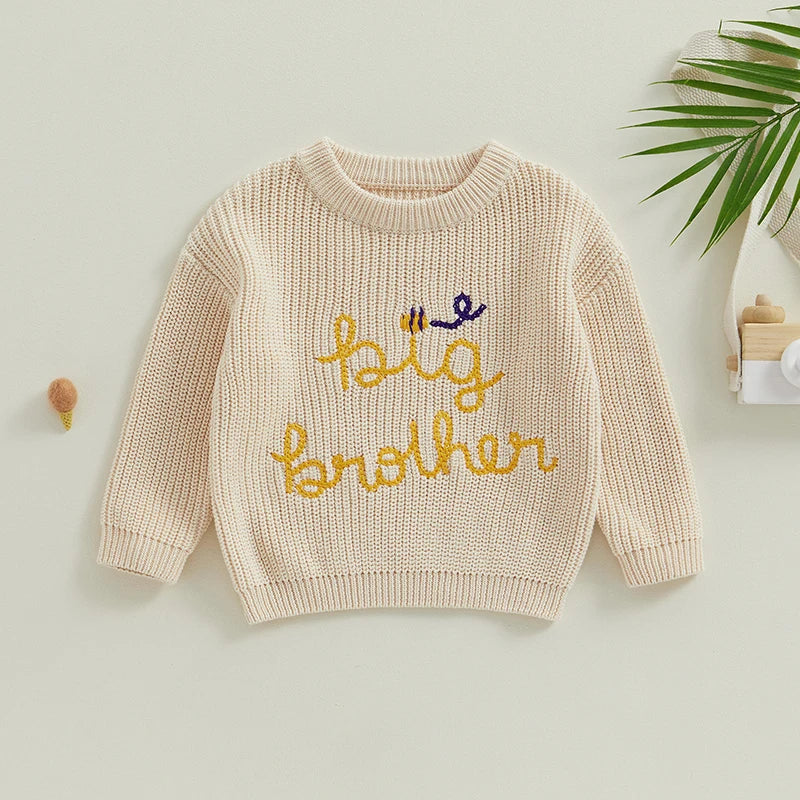 Big Brother Big Sister Embroidery Baby Sweater