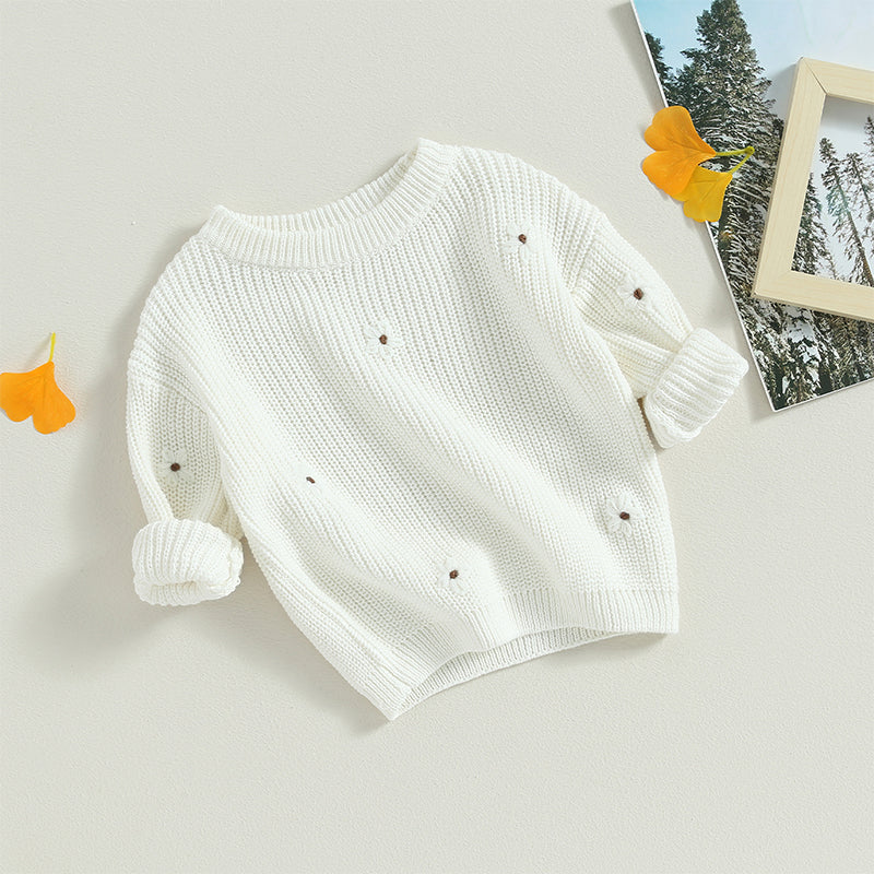 Flower Embroidery Baby Sweater