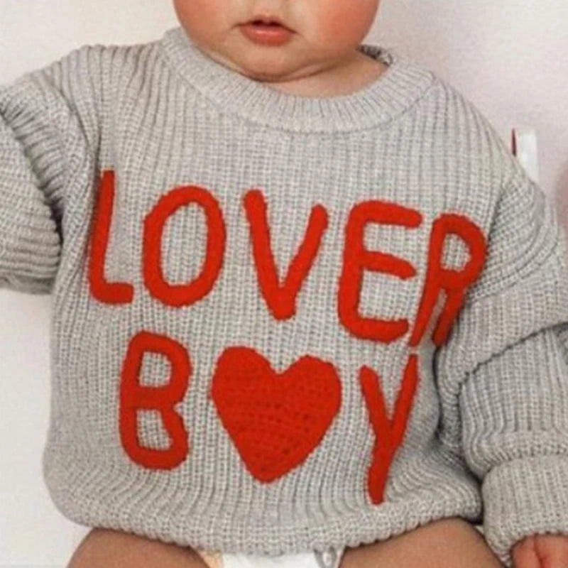 Lover Boy Letter Embroidery Sweater