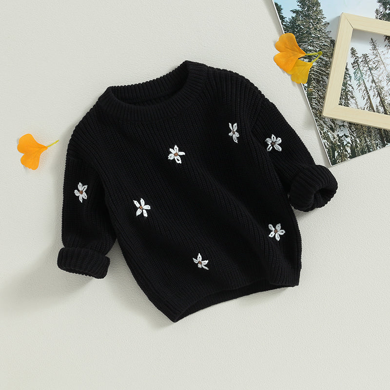 Flower Embroidery Baby Sweater