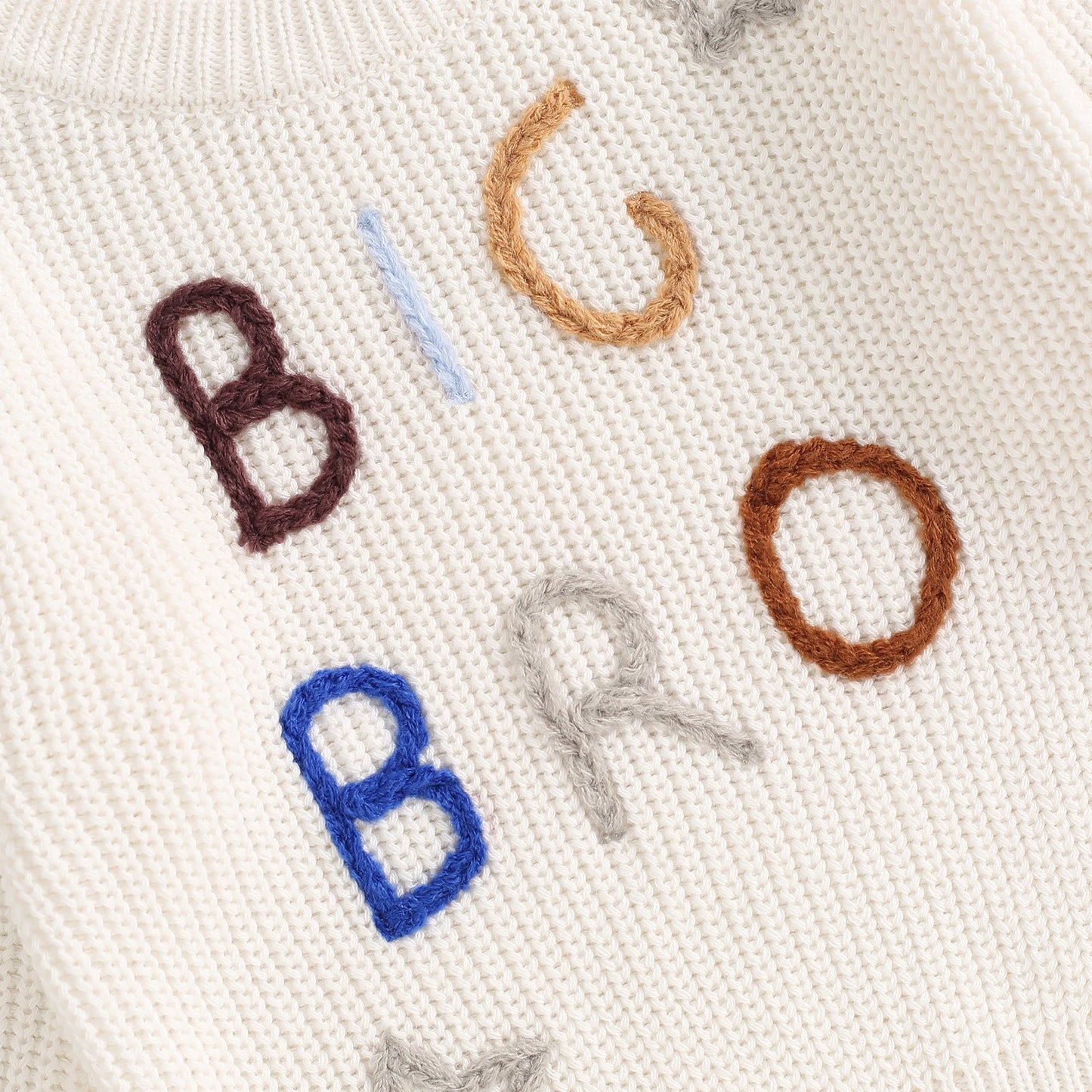 Big Bro Lil Bro Letter Embroidery Baby Sweater