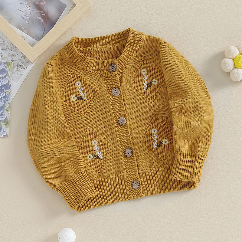 Baby Girl Flower Embroidery Knitted Cardigan