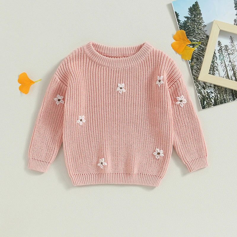 Flower Embroidery Baby Sweater