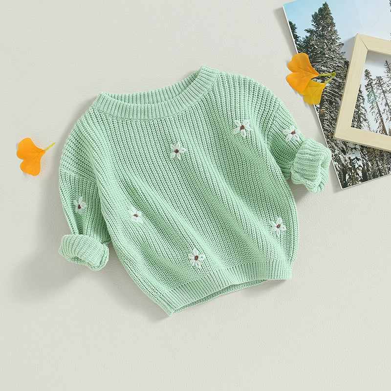 Flower Embroidery Baby Sweater