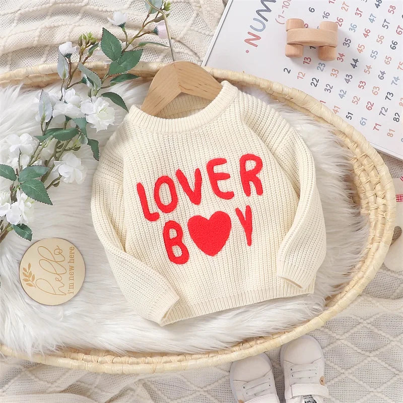 Lover Boy Letter Embroidery Sweater