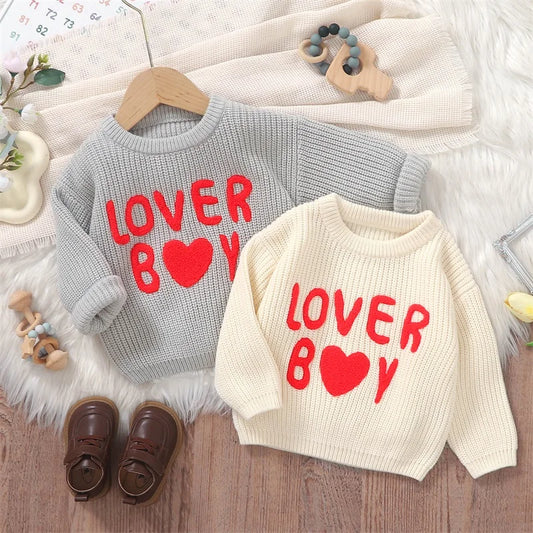 Lover Boy Letter Embroidery Sweater