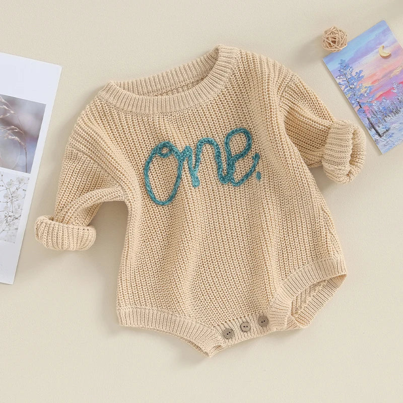 1st Birthday Baby Embroidered Romper