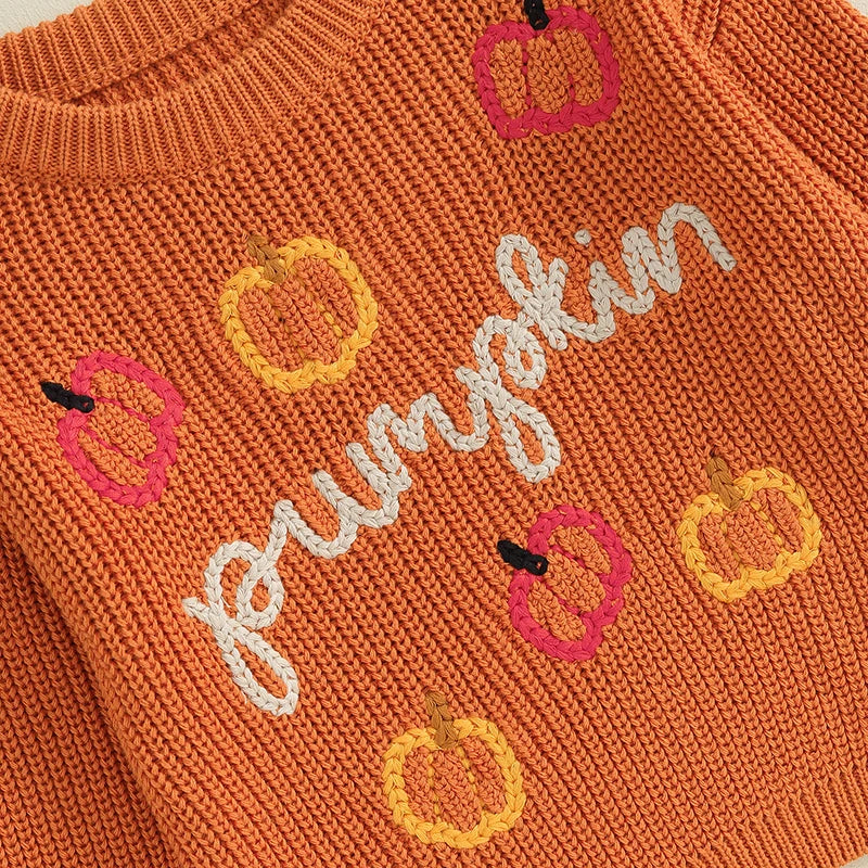 Halloween Pumpkin Embroidery Sweater