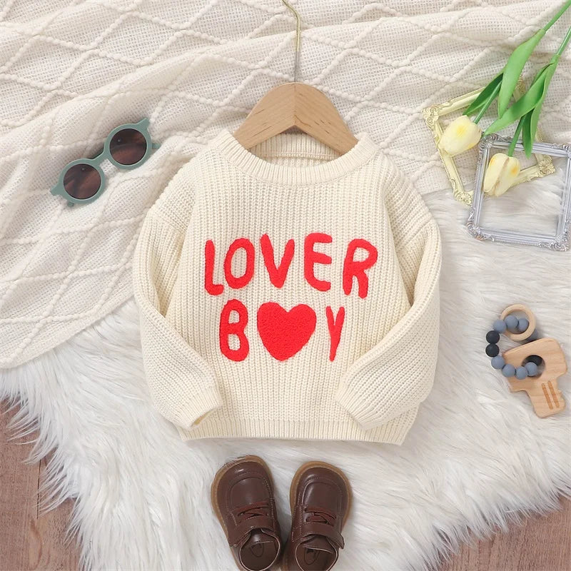 Lover Boy Letter Embroidery Sweater