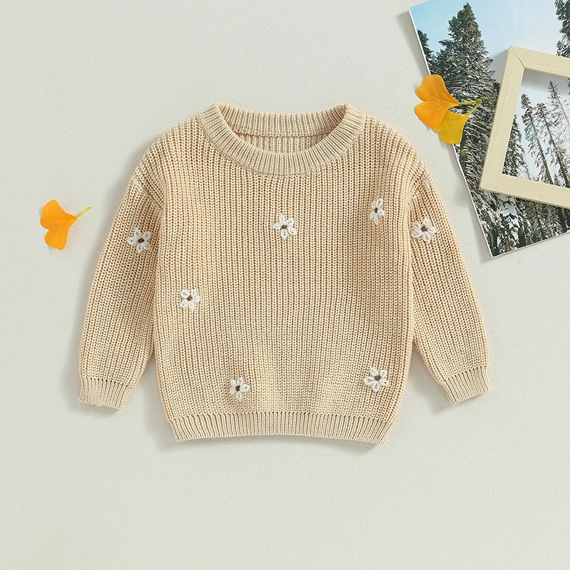 Flower Embroidery Baby Sweater