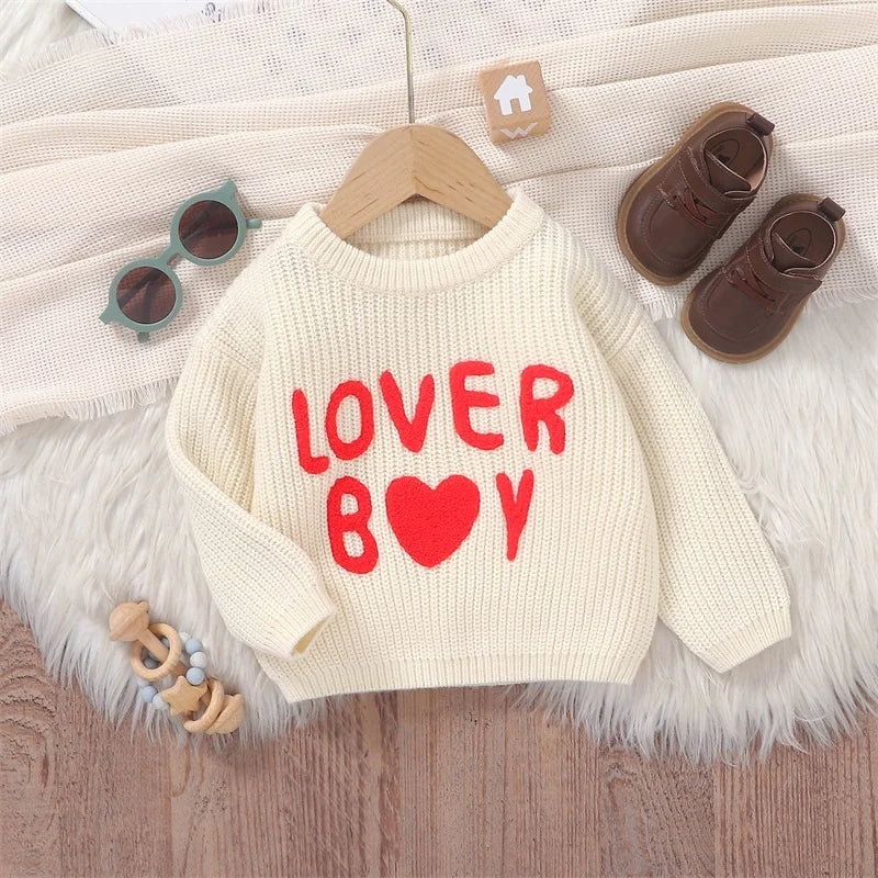 Lover Boy Letter Embroidery Sweater