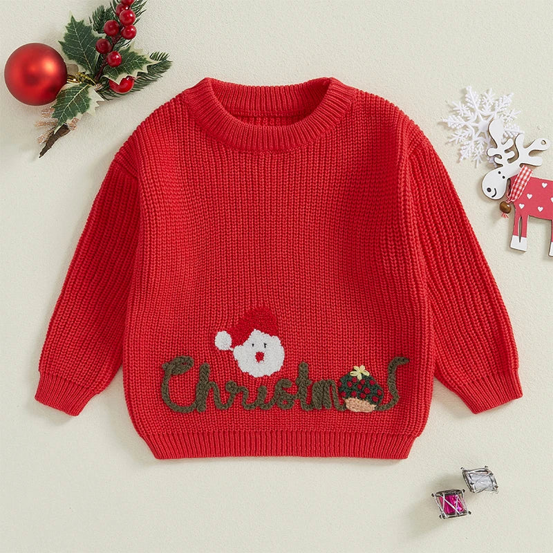 Santa Embroidery Christmas Baby Sweater