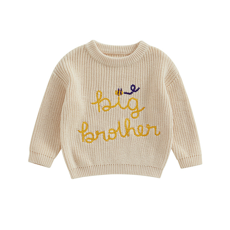 Big Brother Big Sister Embroidery Baby Sweater