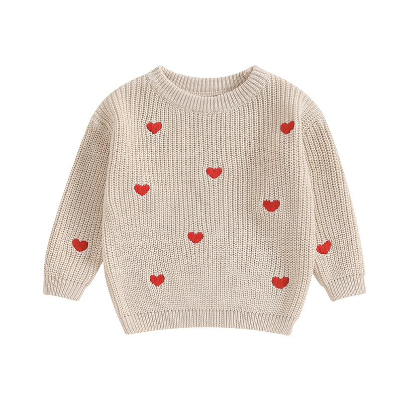 Hearts Embroidery Baby Sweater