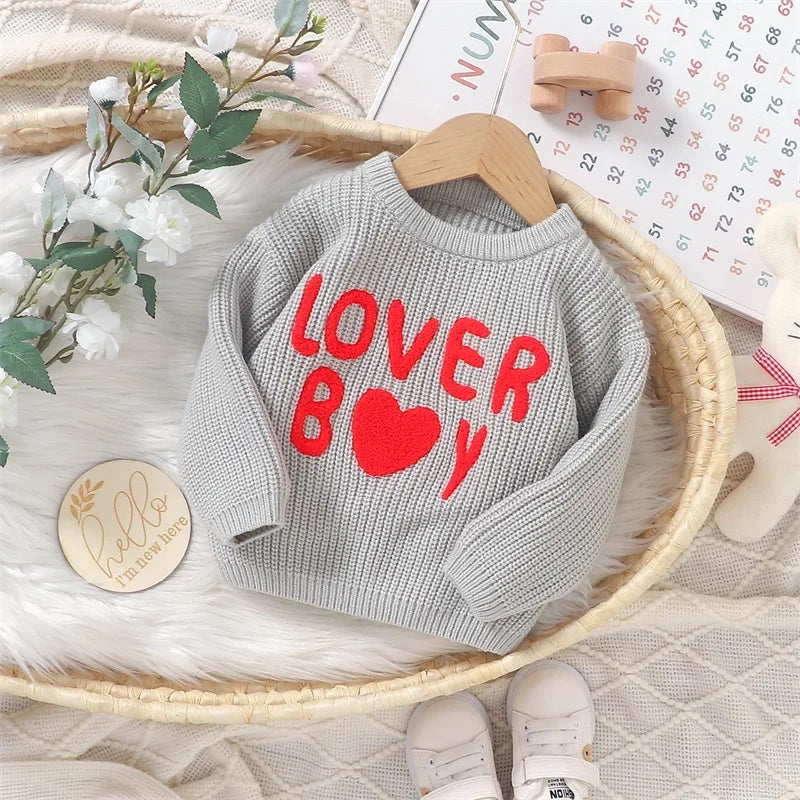 Lover Boy Letter Embroidery Sweater