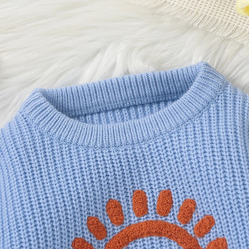 Sun Embroidery Baby Sweater