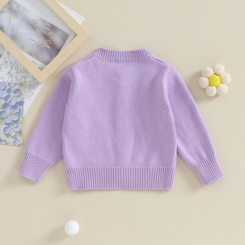 Baby Girl Flower Embroidery Knitted Cardigan